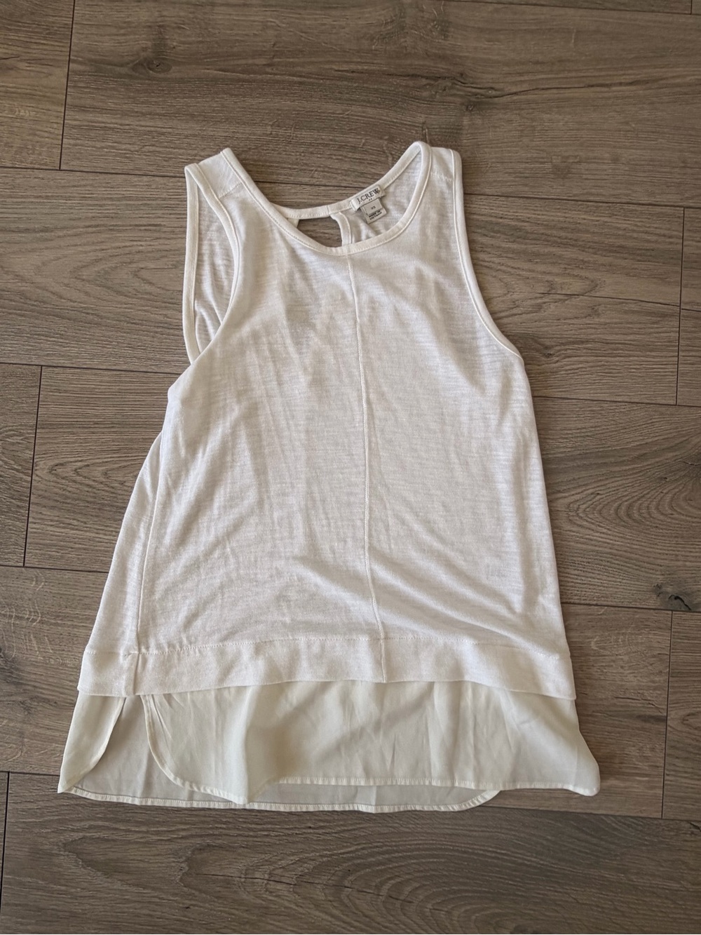 JCrew Work Blouse White Sleeveless Layered-Hem Tank Size X-Small